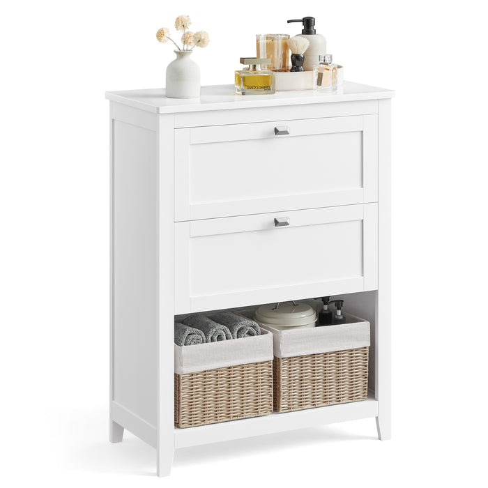 AUSLAUF VASAGLE | Bathroom Cabinet, Storage Cabinet, 2 Drawers with 1 Set of Adjustable Dividers, 2 Baskets, Side Board, 30 x 60 x 80 cm, Cloud weiß BBC545W02