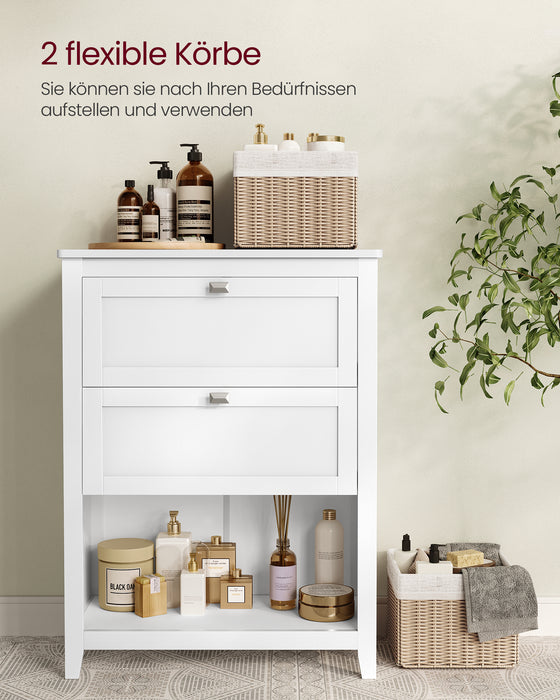 AUSLAUF VASAGLE | Bathroom Cabinet, Storage Cabinet, 2 Drawers with 1 Set of Adjustable Dividers, 2 Baskets, Side Board, 30 x 60 x 80 cm, Cloud weiß BBC545W02