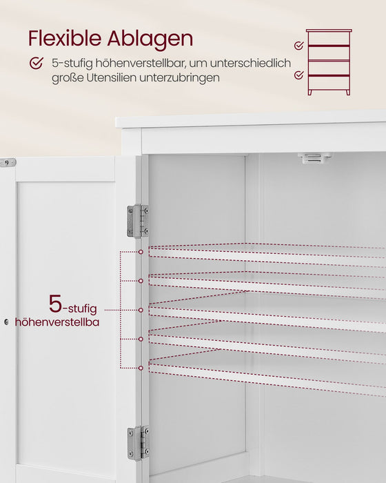 AUSLAUF VASAGLE | Bathroom Floor Storage Cabinet, Bathroom Storage Unit, Freestanding Cabinet with 4 Doors, Adjustable Shelves, 11.8 x 23.6 x 43.3 Inches, weiß UBBC552P31