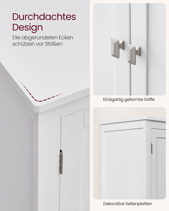 AUSLAUF VASAGLE | Bathroom Floor Storage Cabinet, Bathroom Storage Unit, Freestanding Cabinet with 4 Doors, Adjustable Shelves, 11.8 x 23.6 x 43.3 Inches, weiß UBBC552P31