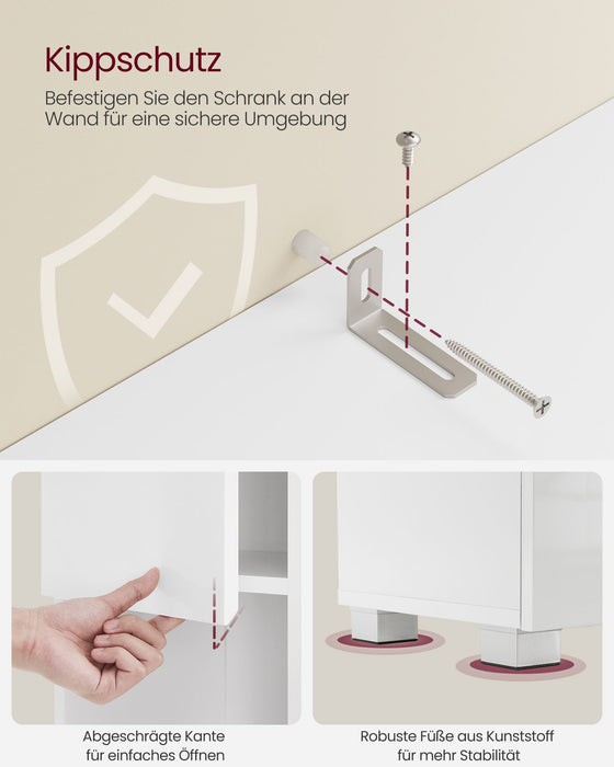 NEU | VASAGLE | Badezimmerschrank 30 x 30 x 170 cm mit verstellbaren Ablagen