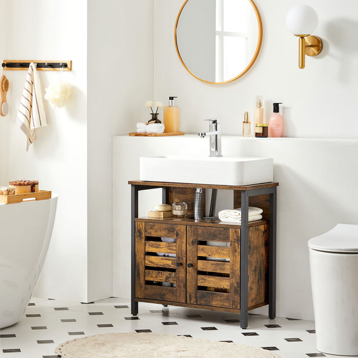 VASAGLE | Waschbeckenunterschrank Vintagebraun-Schwarz