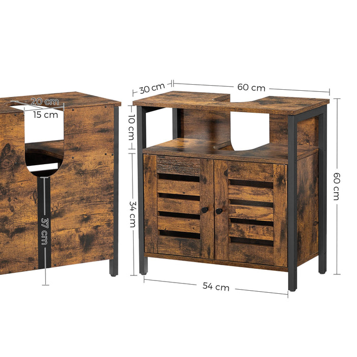 VASAGLE | Waschbeckenunterschrank Vintagebraun-Schwarz