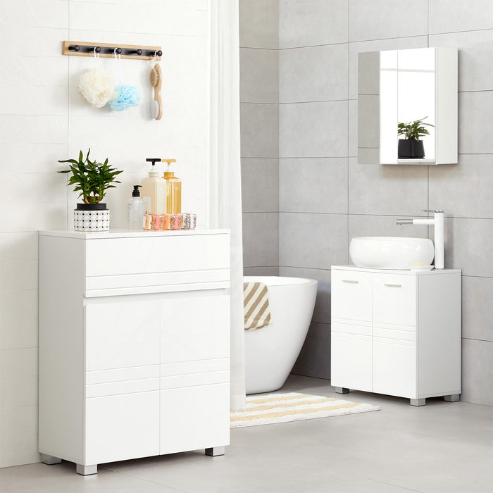 AUSLAUF VASAGLE | Bathroom Cabinet, Sideboard Cabinet, with Drawer, 2 Doors, Adjustable Shelf, for Hallway, 60 x 30 x 80 cm, weiß BBK140W01