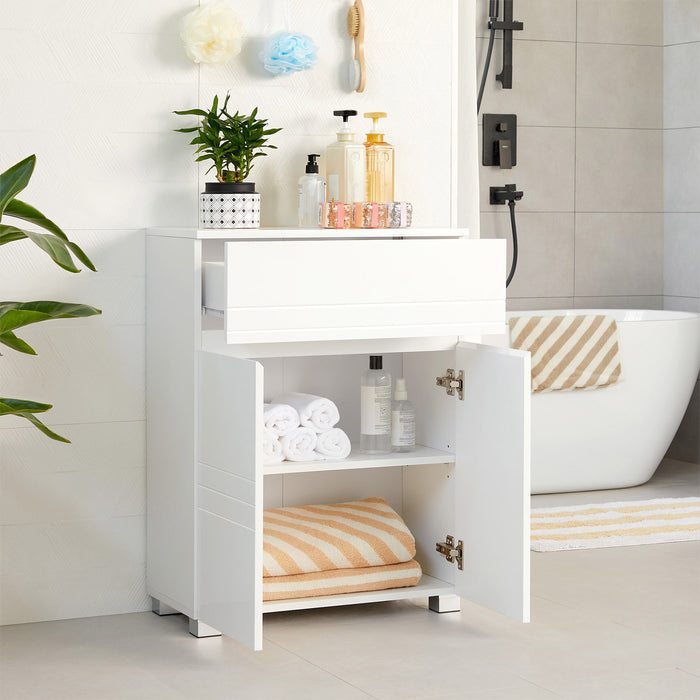 AUSLAUF VASAGLE | Bathroom Cabinet, Sideboard Cabinet, with Drawer, 2 Doors, Adjustable Shelf, for Hallway, 60 x 30 x 80 cm, weiß BBK140W01
