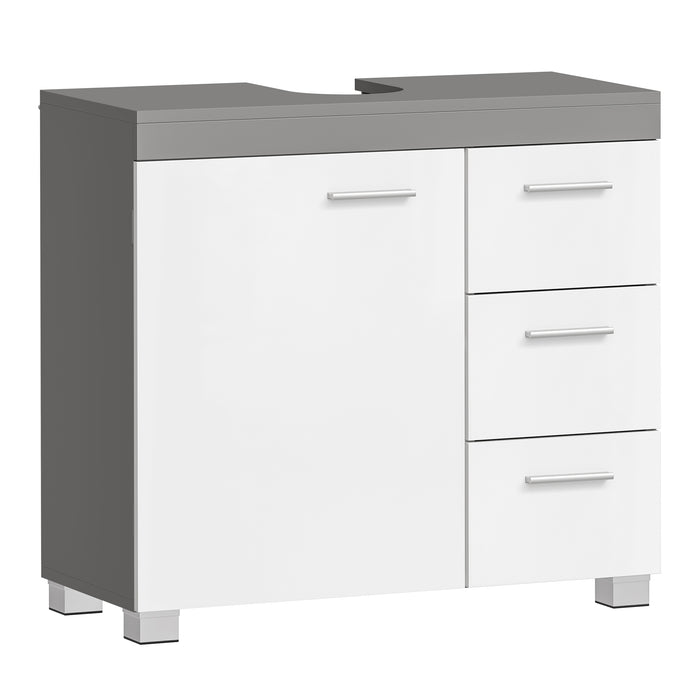 AUSLAUF VASAGLE | Vanity Cabinet, Bathroom Cabinet, 3 Large Drawers, 30 x 70 x 64 cm, Bathroom Cabinet, 2 Compartments Behind the Door, Bathroom Vanity Cabinet with Feet, Cloud weiß-Cement Gray BBK503T49