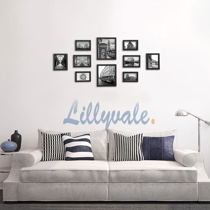 AUSLAUF SONGMICS | Picture Frames Set of 10 Photo Frames - Two 8" x 10" (20 x 25 cm), Four 5" x 7" (13 x 18 cm), Four 4" x 6" (10 x 15 cm), Black RPF310H