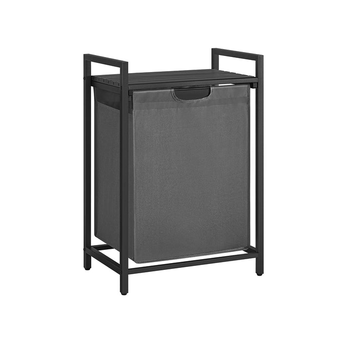 AUSLAUF VASAGLE | Laundry Basket, Laundry Hamper, Pull-Out und Removable Laundry Bag, Shelf, Metal Frame, 65L, 50 x 33 x 72 cm, Black und grau BLH101G01