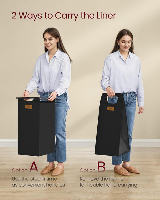 VASAGLE | Wäschekorb 4 Fächer kastanienbraun-tintenschwarz-taubengrau