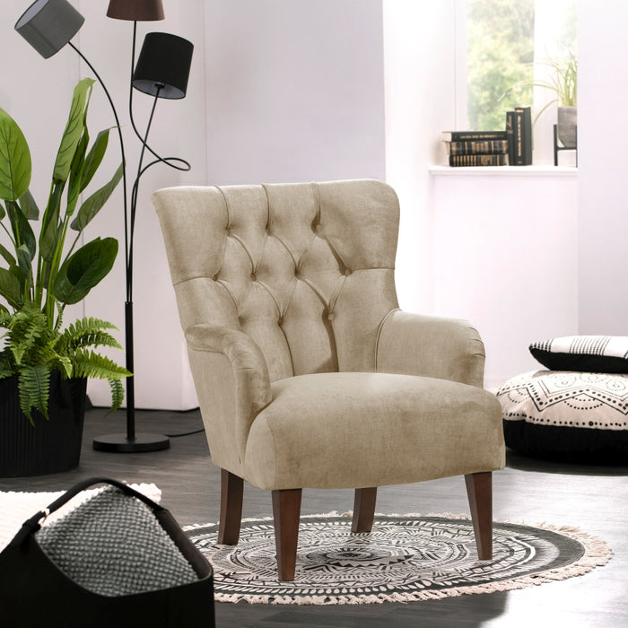 NEU Max Winzer | Brandon | Sessel | Samtvelours | Füße Buche Nussbaum Dunkel Lackiert (konisch)