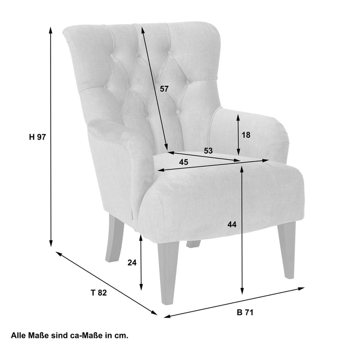 NEU Max Winzer | Brandon | Sessel | Samtvelours | Füße Buche Nussbaum Dunkel Lackiert (konisch)