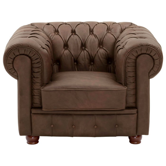 NEU Max Winzer | Bridgeport | Sessel | Echtleder (Antikoptik | Füße Buche Nussbaum Dunkel Lackiert (gedrechselt)