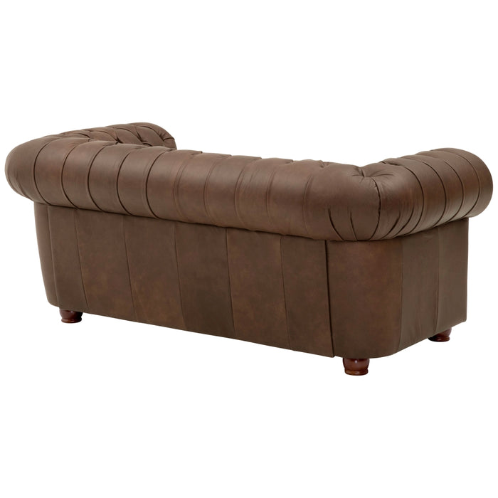 NEU Max Winzer | Bridgeport | Sofa | Sofa 2-Sitzer | Echtleder (Antikoptik | Füße Buche Nussbaum Dunkel Lackiert (gedrechselt)