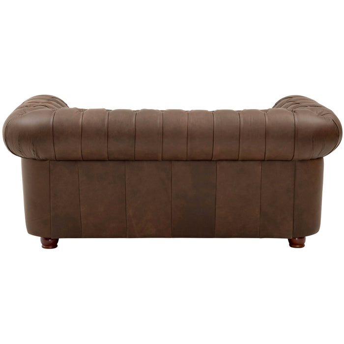 NEU Max Winzer | Bridgeport | Sofa | Sofa 2-Sitzer | Echtleder (Antikoptik | Füße Buche Nussbaum Dunkel Lackiert (gedrechselt)