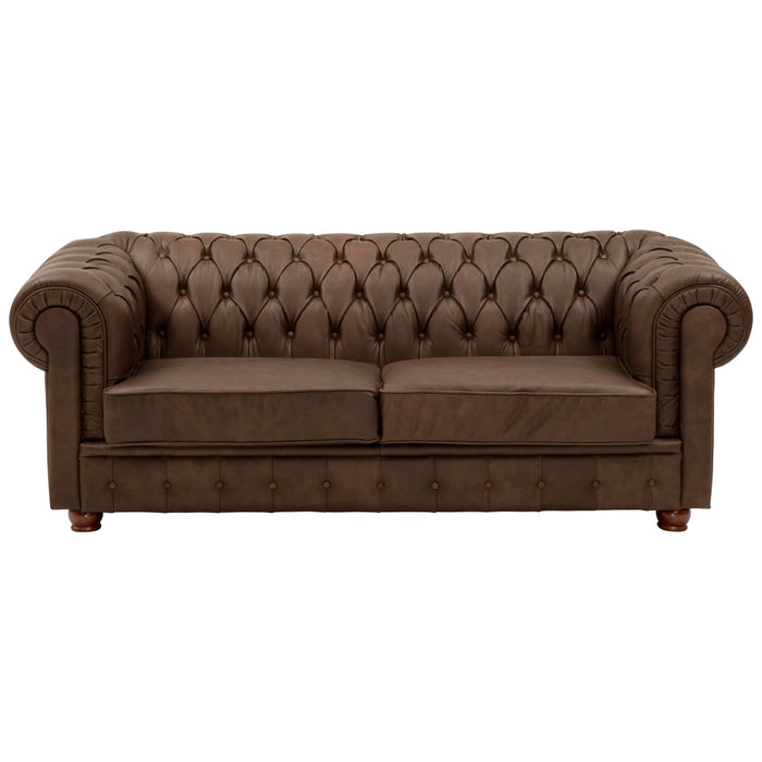 NEU Max Winzer | Bridgeport | Sofa | Sofa 3-Sitzer 3-get. | Echtleder (Antikoptik | Füße Buche Nussbaum Dunkel Lackiert (gedrechselt)