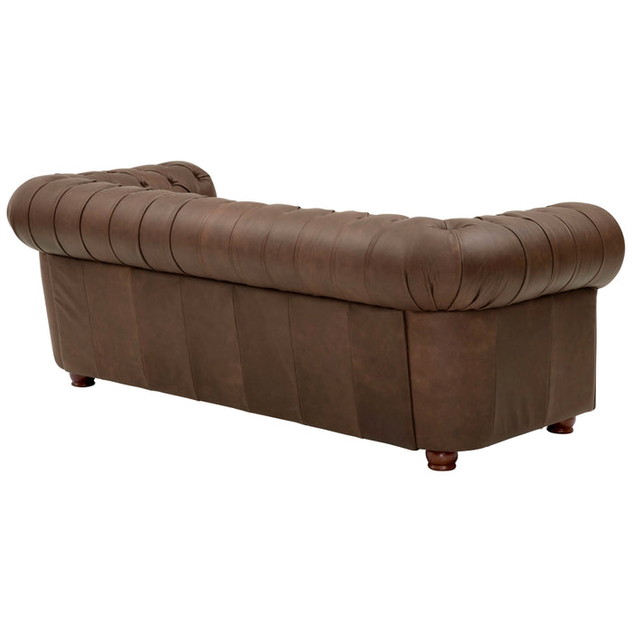 NEU Max Winzer | Bridgeport | Sofa | Sofa 3-Sitzer 3-get. | Echtleder (Antikoptik | Füße Buche Nussbaum Dunkel Lackiert (gedrechselt)