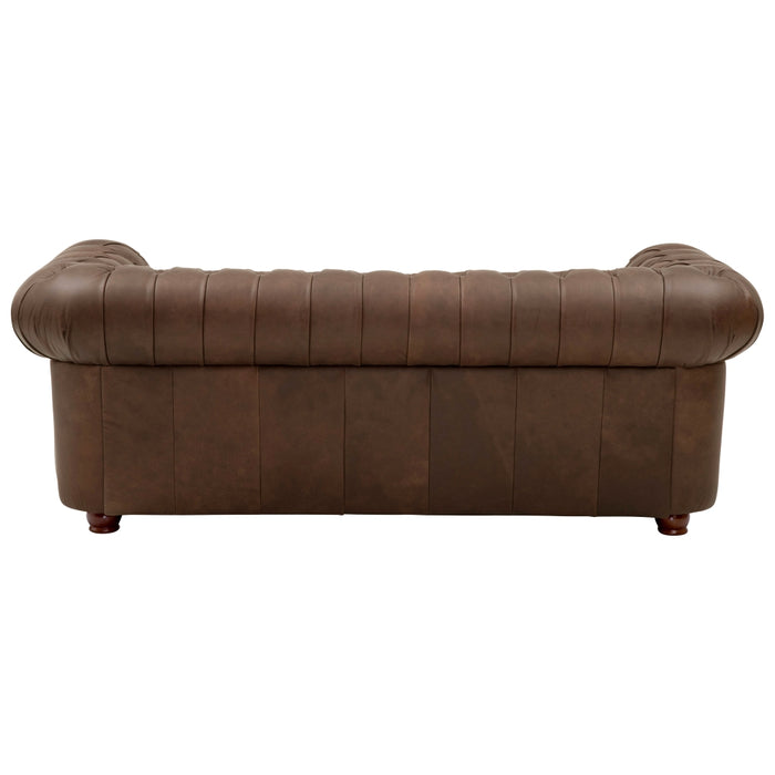 NEU Max Winzer | Bridgeport | Sofa | Sofa 3-Sitzer 3-get. | Echtleder (Antikoptik | Füße Buche Nussbaum Dunkel Lackiert (gedrechselt)