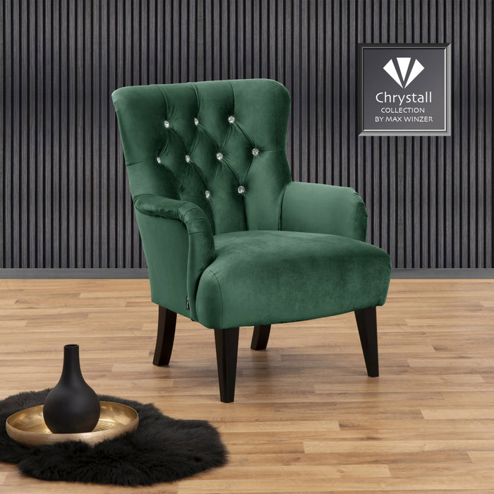 NEU Max Winzer | Brighton | Sessel | Samtvelours | Füße Buche Schwarz Lackiert (konisch)