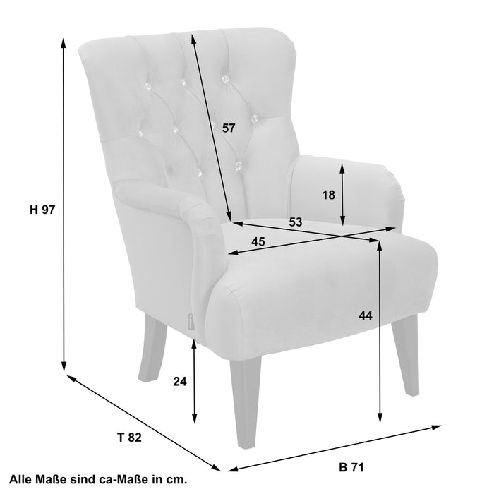 NEU Max Winzer | Brighton | Sessel | Samtvelours | Füße Buche Schwarz Lackiert (konisch)