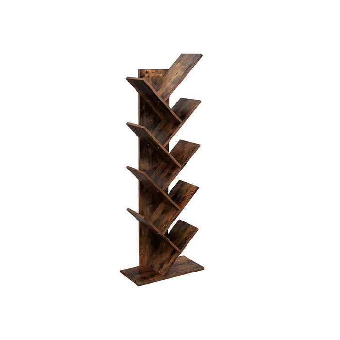 AUSLAUF VASAGLE | Tree Bookshelf, 8-Tier Floor Standing Bookcase, with Wooden Shelves for Living Room, Home Office, rustikal braun LBC11BX
