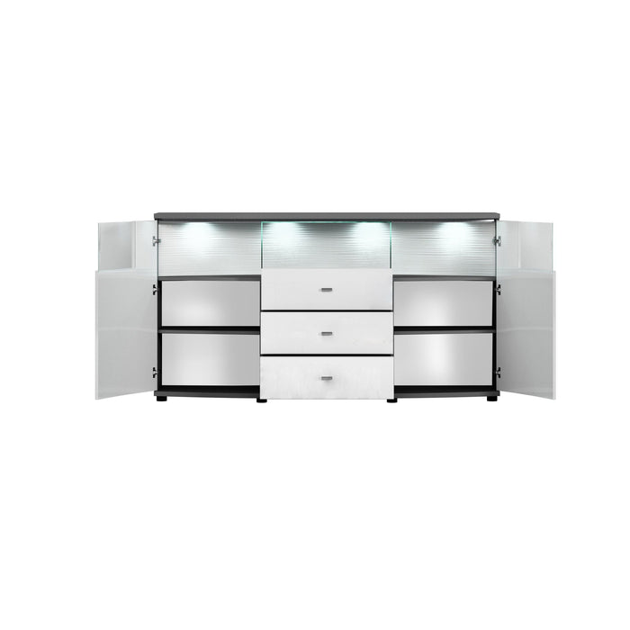 Hometrend | GATE 085-01 Sideboard | Weiß MDF Hochglanz Tiefgezogen / Anthrazit