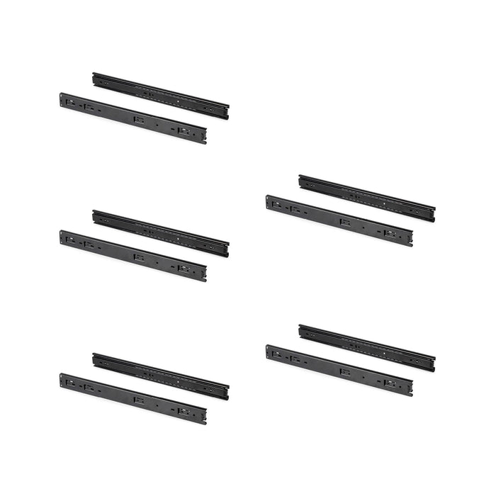 Emuca | 5er Satz Kugelführungen, H 45mm, T 600mm, Vollauszug, Schwarz