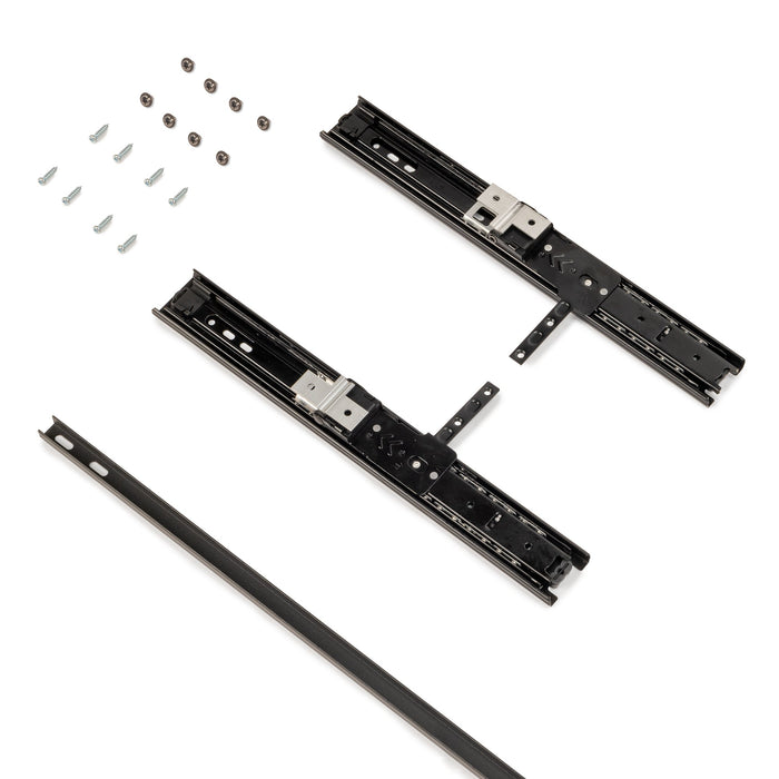 Emuca | Ausziehbarer Innenspiegel Schränke, Tiefschwarz lackiert, Stahl Kunststoff Glas