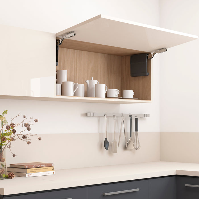 Emuca AUSLAUF | Klappensystem Agile Smart, 1600 - 3600, Anthrazitgrauer Kunststoff, Stahl Kunststoff