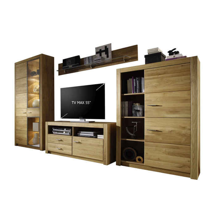 Hometrend | Hartford VC-01 Wohnkombination | 4-teilig | Asteiche massiv geölt / Wild Eiche
