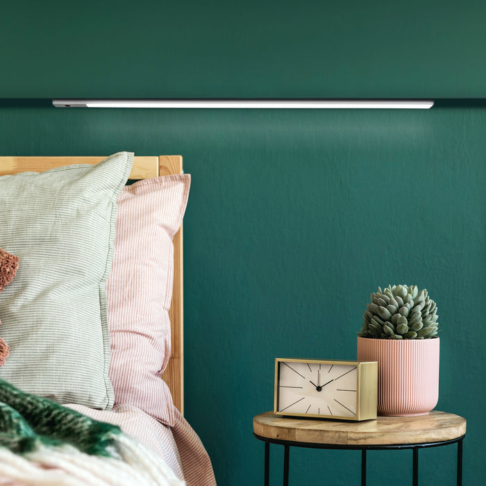 USB wiederaufladbare LED-Wandleuchte Kaus Berührungssensor, L400mm, Kunststoff Aluminium, Matt eloxiert