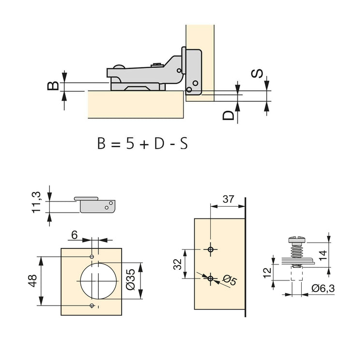 Emuca | Kit von 20 Topfscharniere X91 telanschlag Schließautomatik Euro-Extras, H 0, Vernickelt, Titan-Ausführung