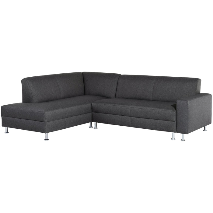 NEU Max Winzer | Cicero | Federkern-Eckschlafsofa linke Ecke | Graphit | Flachgewebe | Metall Verchromt (konisch rund)