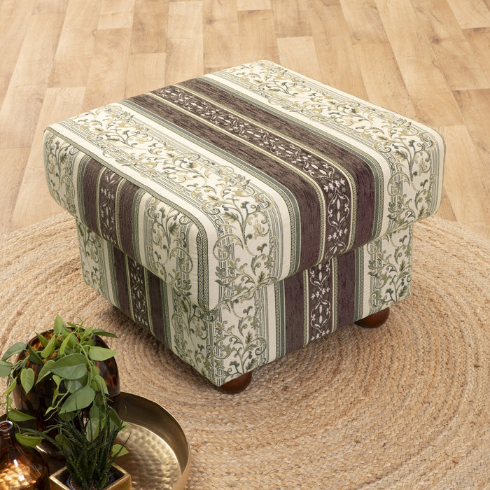 NEU Max Winzer | Corona | Hocker | Chenille | Füße Buche Nussbaum Dunkel Lackiert (Kugel)