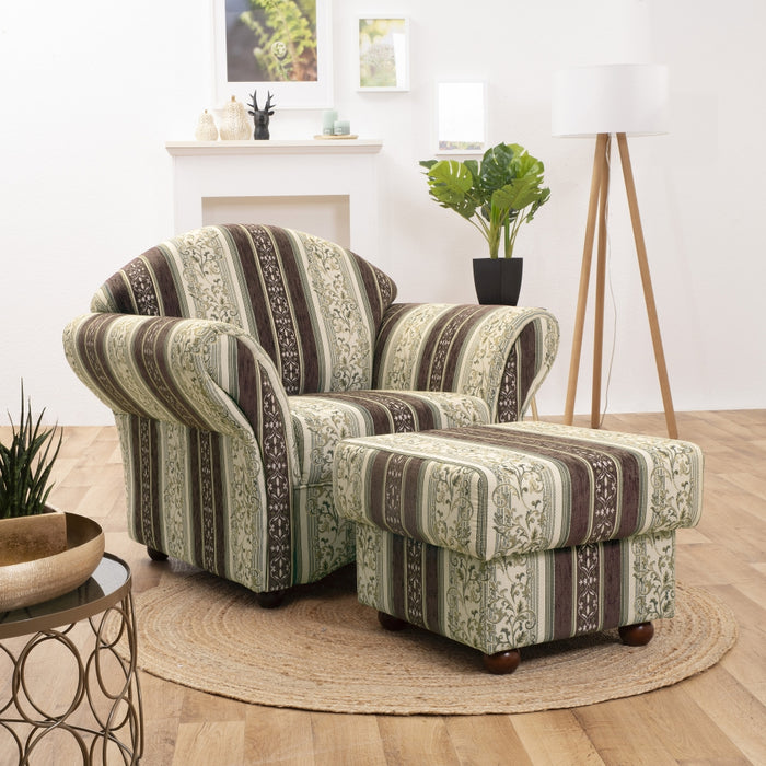 NEU Max Winzer | Corona | Hocker | Chenille | Füße Buche Nussbaum Dunkel Lackiert (Kugel)