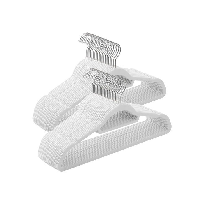 AUSLAUF SONGMICS | Velvet Hangers, 50 Pack, Non-Slip Clothes Hangers, 0.6 cm Thickness, Space Saving, 360° Swivel Hooks, 43.5 cm Long, for Coat, Jacket, Shirt, Dress, Trousers, weiß CRF020W02