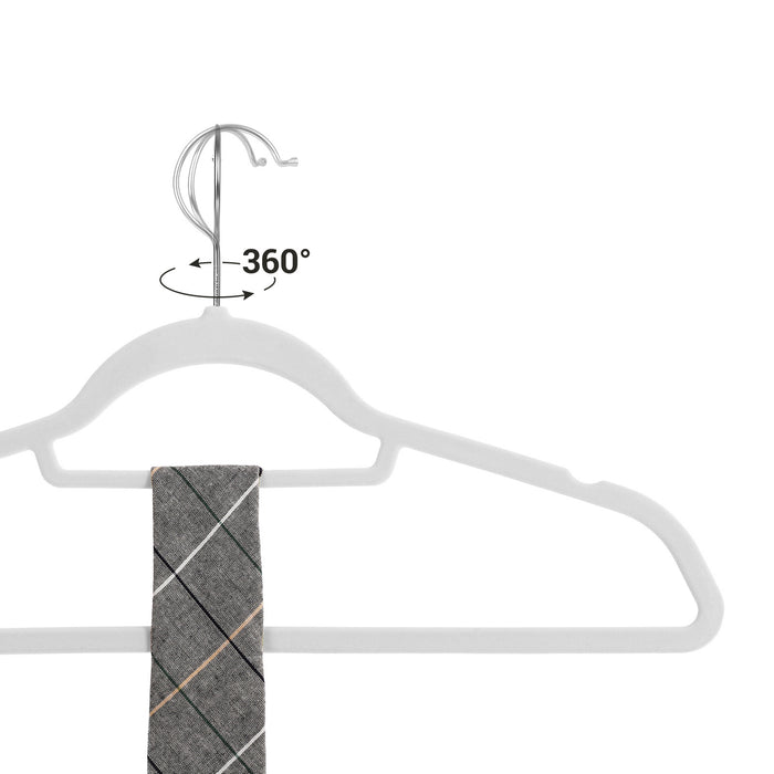 AUSLAUF SONGMICS | Velvet Hangers, 50 Pack, Non-Slip Clothes Hangers, 0.6 cm Thickness, Space Saving, 360° Swivel Hooks, 43.5 cm Long, for Coat, Jacket, Shirt, Dress, Trousers, weiß CRF020W02