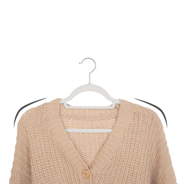 AUSLAUF SONGMICS | Velvet Hangers, 50 Pack, Non-Slip Clothes Hangers, 0.6 cm Thickness, Space Saving, 360° Swivel Hooks, 43.5 cm Long, for Coat, Jacket, Shirt, Dress, Trousers, weiß CRF020W02