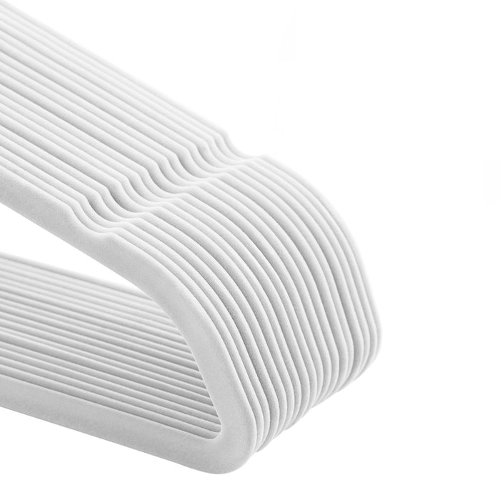 AUSLAUF SONGMICS | Velvet Hangers, 50 Pack, Non-Slip Clothes Hangers, 0.6 cm Thickness, Space Saving, 360° Swivel Hooks, 43.5 cm Long, for Coat, Jacket, Shirt, Dress, Trousers, weiß CRF020W02