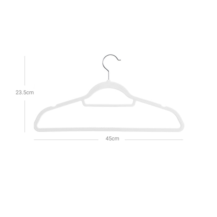 AUSLAUF SONGMICS | Velvet Hangers, 50 Pack, Non-Slip Clothes Hangers, 0.6 cm Thickness, Space Saving, 360° Swivel Hooks, 43.5 cm Long, for Coat, Jacket, Shirt, Dress, Trousers, weiß CRF020W02