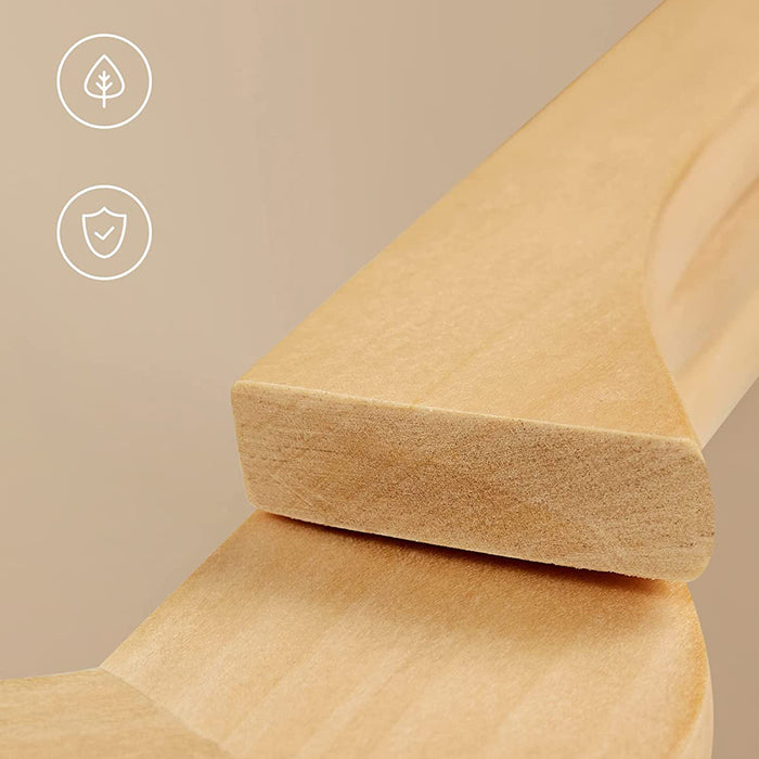 AUSLAUF SONGMICS | Wooden Hangers, Coat Hangers, Clothes Hangers, with Shoulder Notches, Anti-Slip Trousers Bar, 360° Swivel Hook, for Suits, Shirts, Coats, Natural und Silver CRW001-20, Pack of 20