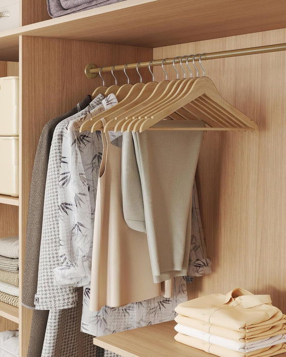 SONGMICS | Holzbügel 30er Set mit 360° drehbaren Haken naturfarben