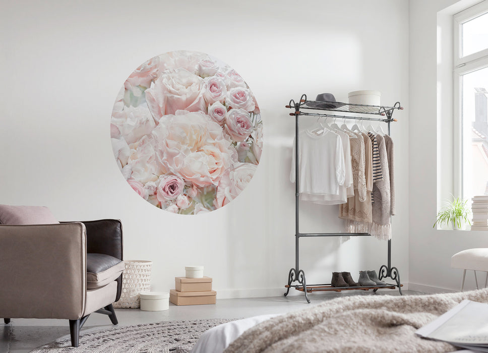 Dot | selbstklebende Vlies Fototapete | Pink and Cream Roses | 125 x 125 cm