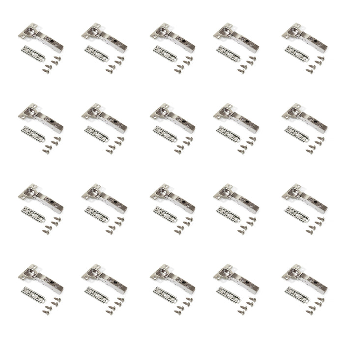 kit von 20 Topfscharniere X91Eckanschlag sanftes Schließen Montageplatte zum Schrauben, H 1, Stahl, vernickelt