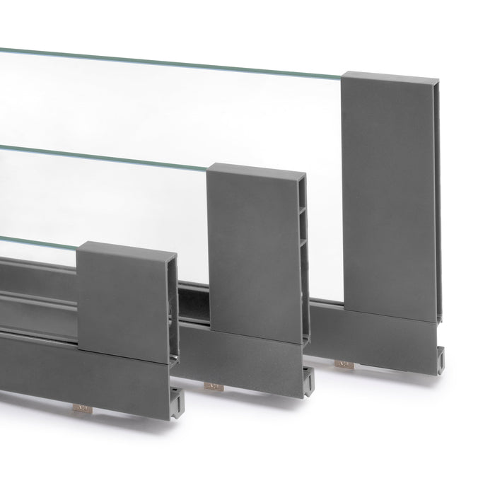 Außenschublade Vertex 40Kg Glas-Einschubelement 178mm hoch, 500mm tief, Stahl Aluminium Glas, Anthrazitgrau
