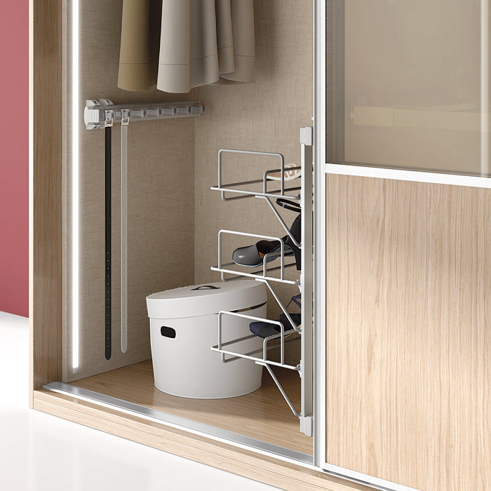 Ausziehbarer seiticher Gürtelhalter, Matt eloxiert, Kunststoff Aluminium