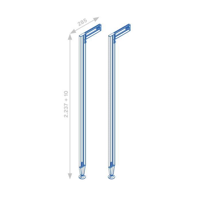 Satz von 2 Zero Rahmen Beschlägen Profilen Boden- Wandmontage Nivellierer, Aluminium Zamak, Steingrau