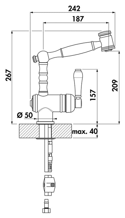 Naber | Passato 4 | Einhebelmischer | altmessing | Hochdruck