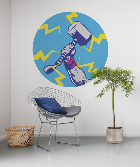Dot | selbstklebende Vlies Fototapete | Avengers Thor's Hammer Pop Art | 125 x 125 cm