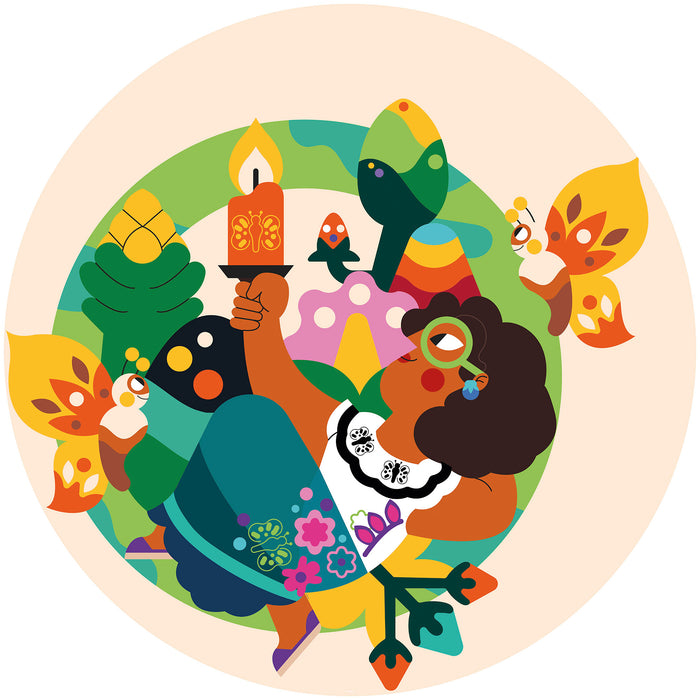 Komar NEU | Dot - selbstklebende Vlies Fototapete - Encanto Miracle Candle - Größe 125 x 125 cm