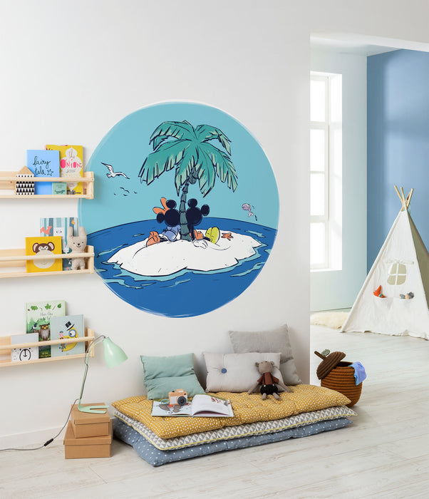 Dot | selbstklebende Vlies Fototapete | Mickey and Minnie Beach Vacation | 125 x 125 cm
